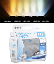 Галогенні лампи в фару авто H7 12 V 55 W BREVIA Power White+60% 4300 K 2 штуки