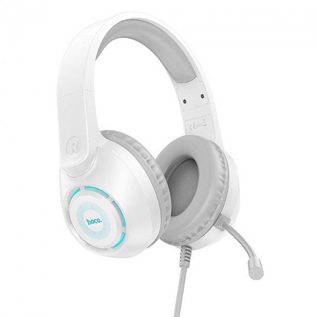 Навушники HOCO Sue headphones gaming W108 RGB-підсвітка білі, фото 1