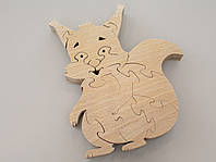 Пазл для дітей дерев'яний у вигляді тварини "Білочка" 13х11 см з натурального матеріалу