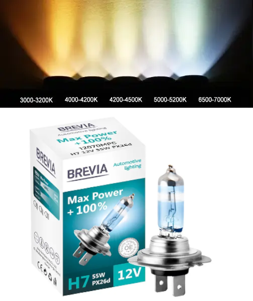 Галогенна лампа в фару авто H7 12 V 55 W BREVIA Max Power+100% 1 штука, фото 1