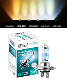Галогенна лампа в фару авто H7 12 V 55 W BREVIA Max Power+100% 1 штука