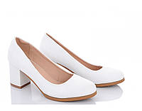 Свадебные белые туфли лак средний каблук размер 39