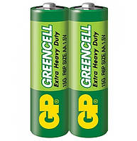 Батарейка солевая GP 15G-S2 Greencell R6 AA пальчиковая (трей) (TV)