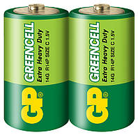 Батарейка солевая GP 14G-S2 Greencell R14 C (трей) (TV)