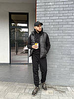 Мужской утепленный повседневный спортивный костюм тройка с жилеткой
