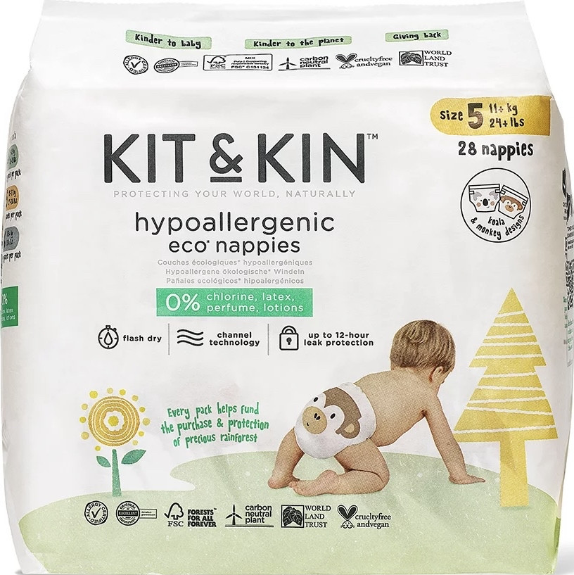 Підгузки преміум якості Kit&Kin Великобританія 5 (11+кг) 28шт, фото 1