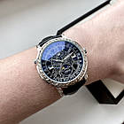 Чоловічий годинник Patek Philippe Sky Moon Tourbillon Silver Black AAA двосторонні кварцові на шкіряному ремінці, фото 2