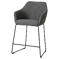 TOSSBERG Барный стул со спинкой, черный металл/Гуннаред темно-серый