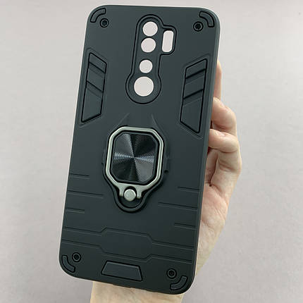 Чохол для Xiaomi Redmi Note 8 Pro протиударний з підставкою чохол на сяомі редмі нот 8 про чорний q4l, фото 1