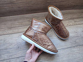 UGG Violeta CAMEL Рожеві короткі уги низькі дутики жіночі непромокальні силіконові для дощу, фото 3