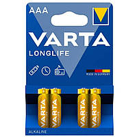Батарейка щелочная Varta Longlife Alkaline LR3 AAA минипальчиковая, блистер 4 шт. (TV)
