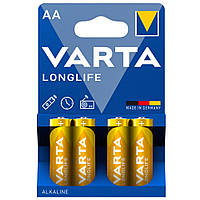 Батарейка щелочная Varta Longlife Alkaline LR6 AA пальчиковая, блистер 4 шт. (TV)