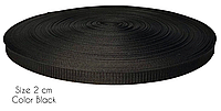 Ременная лента "стропа" 2 см 50м цвет черный