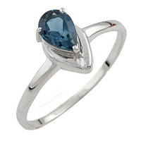 Серебряное кольцо женское с камнем топаз Лондон Блю голубого цвета из серебра 925 пробы размер 18,5