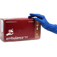 Перчатки медицинские латексные нестерильные AMBULANCE XL синие одноразовые неопудренные (TV)