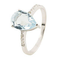 Серебряное кольцо женское с камнем натуральным топазом голубого цвета размер 18,5