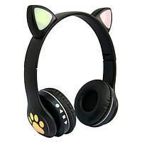 Навушники бездротові Cat Ear VZV-23M Bluetooth з RGB підсвіткою і котячими вушками (53613-E) Чорні