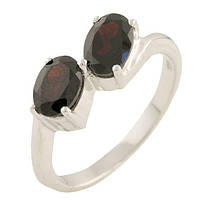 Женское кольцо серебряное с камнем натуральным гранатом бордового цвета и серебра 925 пробы размер 17,5