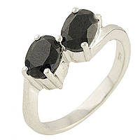 Серебряное кольцо с камнем темно синим сапфиром женское из серебра 925 пробы размер 17