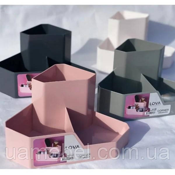 Настільний органайзер для косметики кутовий LV-130 кольори в асортименті, фото 1