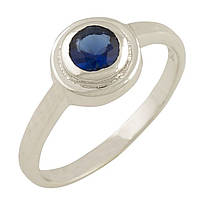 Женское серебряное кольцо с синем камнем сапфиром nano кольцо из серебра родированное размер 17,5