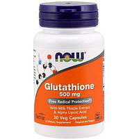 Глутатион NOW Foods Glutathione 500 mg 30 Veg Caps GT, код: 7518379