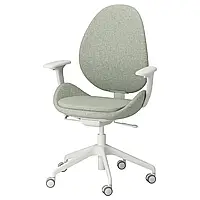 HATTEFJALL Офисный стул с подлокотниками, Гуннаред светло-зеленый/белый