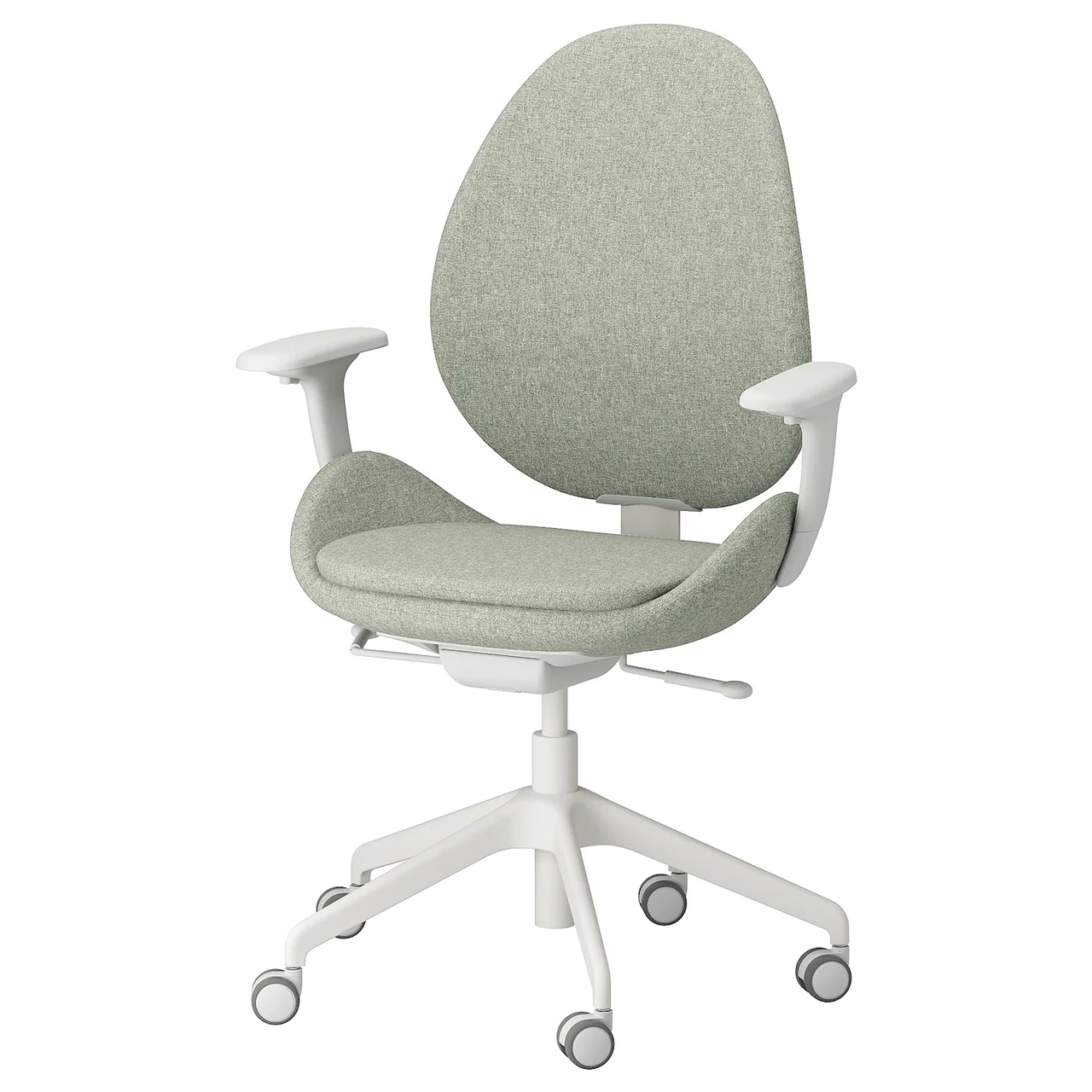 HATTEFJALL Офісний стілець з підлокітниками, Гуннаред світло-зелений/білий