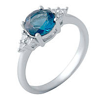 Серебряное кольцо женское с камнем топаз Лондон Блю голубого цвета из серебра 925 пробы размер 18