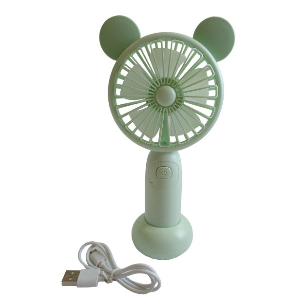 Вентилятор ручний акумуляторний DianDi Mini Fan SQ-2165 з підставкою, підсвічуванням та USB-зарядкою Салатовий, фото 1