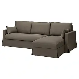 HYLTARP 3-місний диван з шезлонгом правий, Грансель сірий