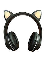 Навушники бездротові Cat Ear VZV-28M Bluetooth з LED підсвічуванням та котячими вушками (53620-E) Чорні