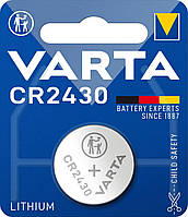 Батарейка литиевая Varta CR2430 Lithium, 3V, дисковая таблетка (TV)