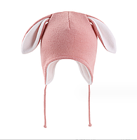 Шапка утеплена флісом дитяча для дівчинки Заячі вушка рожева