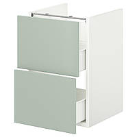 ENHET Шкаф под умывальник с 2 ящиками, белый/бледно-серо-зеленый, 40x42x60 см