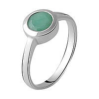 Женское серебряное кольцо с натуральным камнем изумрудом зеленого цвета размер 17
