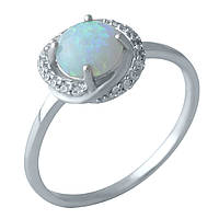 Серебряное кольцо женское с светло голубым камнем опал колечко перстеть из серебра 925 пробы размер 17.5