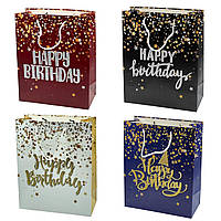 Пакет подарочный бумажный 'Happy Birthday' звезды (32×26×12см) М614 (TV)