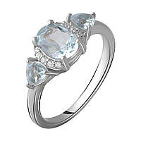 Серебряное кольцо женское с камнем натуральным топазом голубого цвета размер 18 17", 17
