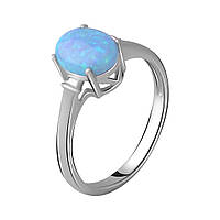 Серебряное кольцо женское с голубым камнем опал колечко перстеть из серебра 925 пробы размер 17