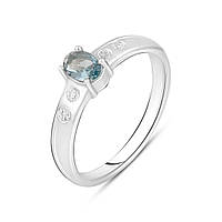 Серебряное кольцо женское с камнем топаз Лондон Блю голубого цвета из серебра 925 пробы размер 17,5