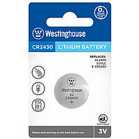 Батарейка литиевая Westinghouse CR2430 Lithium, 3V, дисковая таблетка, блистер 1 шт. (TV)