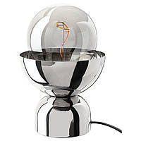 ACKJA / MOLNART Настольная лампа с лампочкой, хромированный эффект/шар, серое прозрачное стекло