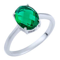Женское серебряное кольцо с зеленым камнем изумрудом nano кольцо из серебра родированное размер 16,5