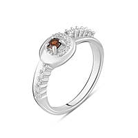 Женское кольцо серебряное с камнем натуральным гранатом бордового цвета и серебра 925 пробы размер 18