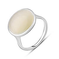 Кольцо серебряное женское с белым камнем Кошачий Глаз Гематит из серебра 925 пробы размер 17