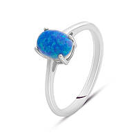 Серебряное кольцо женское с синим опалом колечко перстеть из серебра 925 пробы размер 17.5