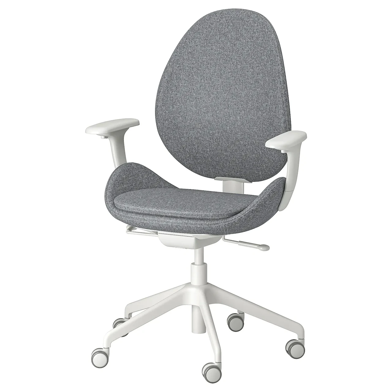 HATTEFJALL Офісний стілець з підлокітниками, Гуннаред середній сірий/білий