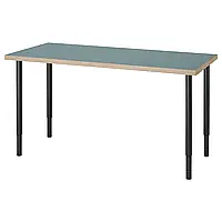 LAGKAPTEN / OLOV Письменный стол, серо-бирюзовый/черный, 140х60 см