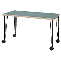 LAGKAPTEN / KRILLE Письменный стол, серо-бирюзовый/черный, 120х60 см